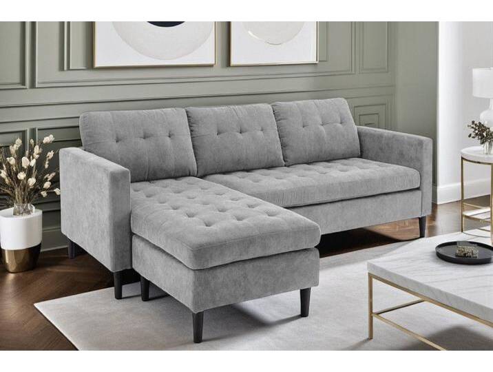 riess-ambiente Ecksofa STOCKHOLM 220cm grau · Big-Couch mit Cordbezug und Federkern, Einzelartikel 1 Teile von Riess-Ambiente.de
