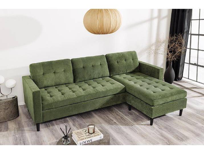 riess-ambiente Ecksofa STOCKHOLM 220cm grün · Couch mit Cordbezug und Federkern, Einzelartikel 1 Teile von Riess-Ambiente.de