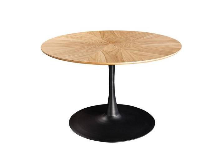 riess-ambiente Esstisch ATELIER 120cm natur / schwarz - Eiche, Metall, Säulenfuß, 4 Personen (Einzelartikel, 1-St), furnierter Bistrotisch - ideal für Küche, Esszimmer von Riess-Ambiente.de