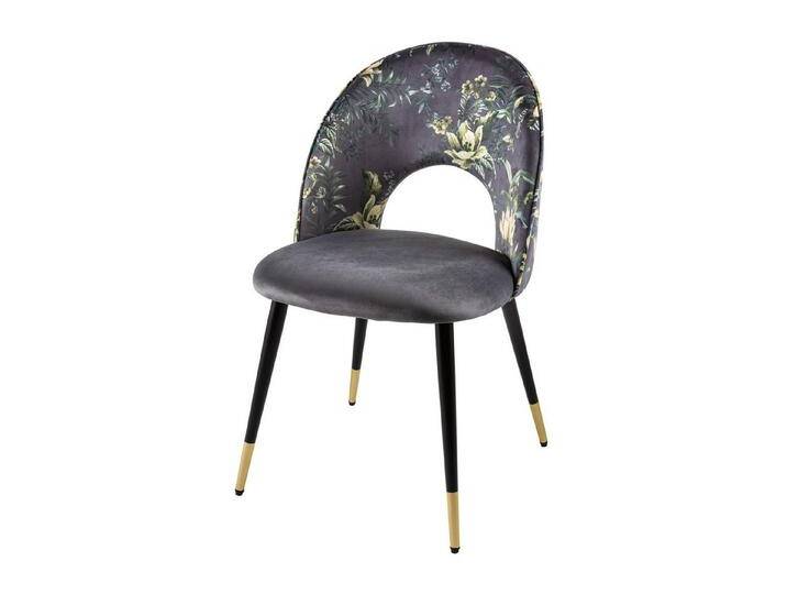 riess-ambiente Esszimmerstuhl PRÊT-À-PORTER grau / schwarz (Einzelartikel, 1 St), Samt · florales Design · Retro, grau, grau von Riess-Ambiente.de
