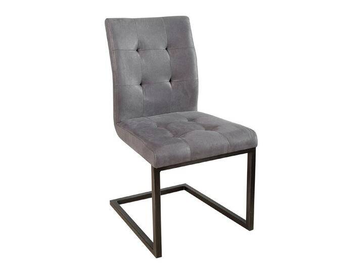 riess-ambiente Freischwinger OXFORD vintage grau / schwarz, Esszimmer · Microfaser · Metall · Industrial Design, grau, vintage grau von Riess-Ambiente.de