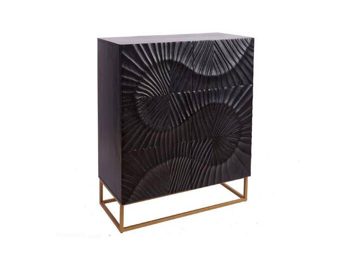 riess-ambiente Highboard SCORPION 120cm schwarz, Massivholz · Schrank · 3D Schnitzereien · Handarbeit · Wohnzimmer von Riess-Ambiente.de
