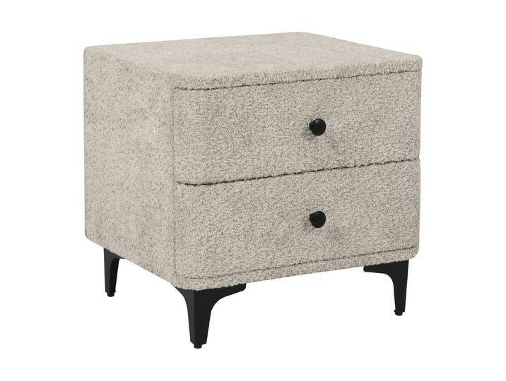 riess-ambiente Nachttisch ART DECO 45cm greige Bouclé – mit Schubladen, schwarzes Metallgestell (Einzelartikel, 1-St), moderner Look, 2 Schubladen, filigrane Beine von Riess-Ambiente.de
