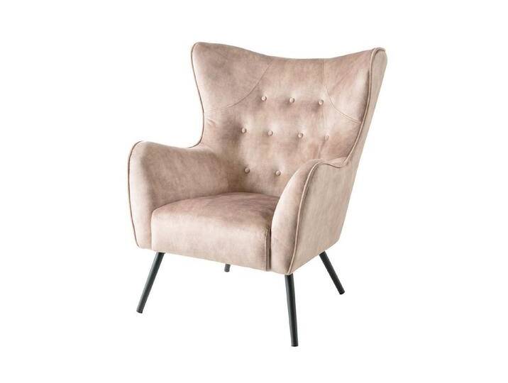 riess-ambiente Ohrensessel AMSTERDAM champagner / schwarz (Einzelartikel, 1-St), Wohnzimmer · Samt · Metall · XL · Relax · Schlafzimmer · Retro Design von Riess-Ambiente.de