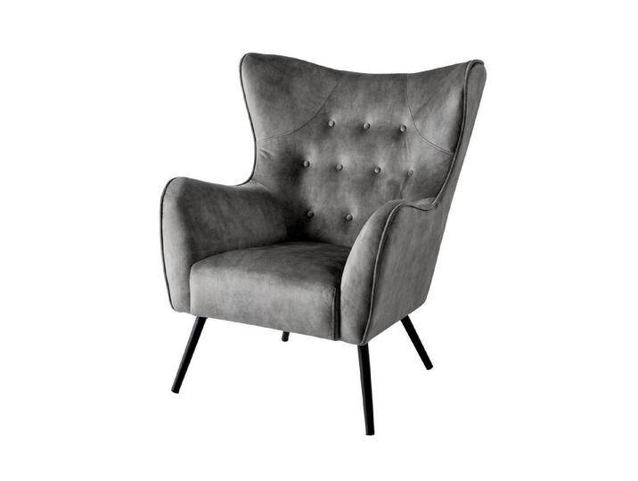 riess-ambiente Ohrensessel AMSTERDAM grau / schwarz (Einzelartikel, 1-St), Wohnzimmer · Samt · Metall · XL · Relax · Schlafzimmer · Retro Design von Riess-Ambiente.de