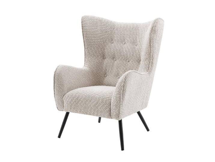 riess-ambiente Ohrensessel AMSTERDAM greige / schwarz · Relaxsessel aus Teddystoff (Einzelartikel, 1-St), Wohnzimmer · Bouclé · Metall · XL · Schlafzimmer · Retro Design von Riess-Ambiente.de