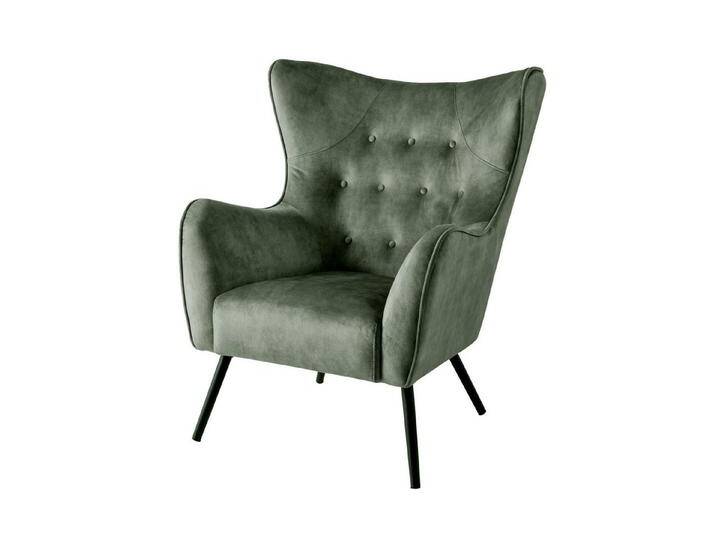 riess-ambiente Ohrensessel AMSTERDAM grün / schwarz (Einzelartikel, 1-St), Wohnzimmer · Samt · Metall · XL · Relax · Schlafzimmer · Retro Design, grün von Riess-Ambiente.de
