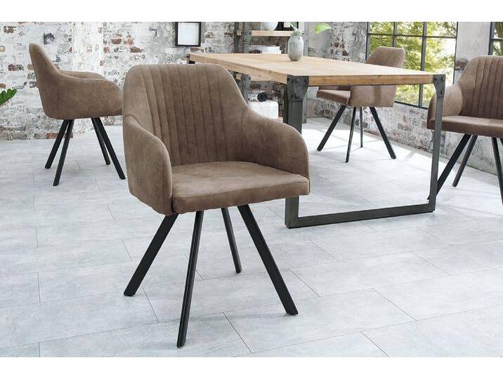 riess-ambiente Polsterstuhl LUCCA antik taupe / schwarz (Einzelartikel, 1 St), Esszimmer · Microfaser · Metall · mit Armlehne · Retro Design, braun von Riess-Ambiente.de