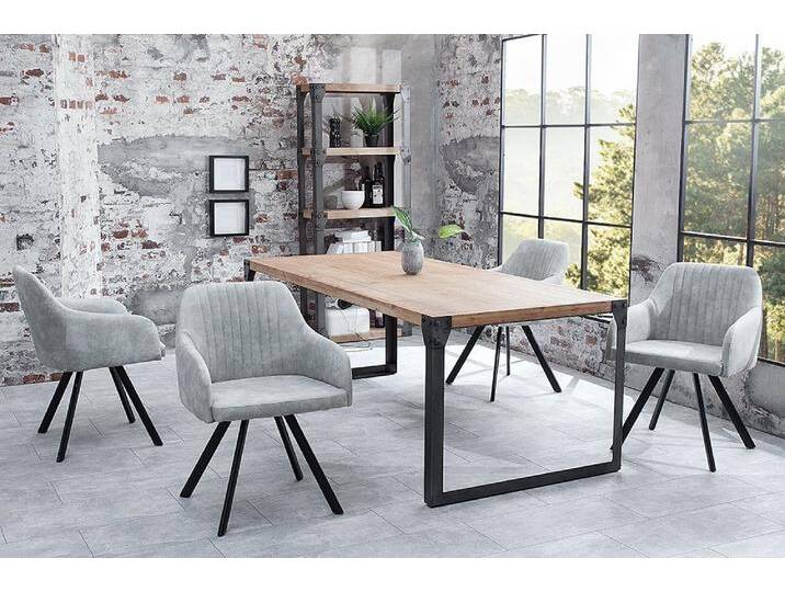 riess-ambiente Polsterstuhl LUCCA stone grau / schwarz (Einzelartikel, 1 St), Esszimmer · Microfaser · Metall · mit Armlehne · Retro Design, grau von Riess-Ambiente.de