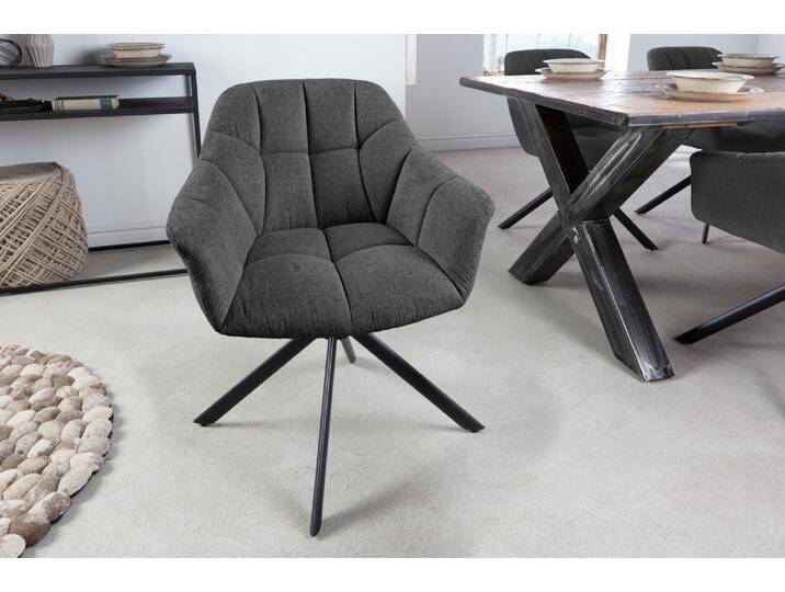 riess-ambiente Polsterstuhl PAPILLON anthrazit / schwarz (Einzelartikel, 1 St), Esszimmer · Stoff · Metall · Armlehne · 180° drehbar · Modern Design von Riess-Ambiente.de