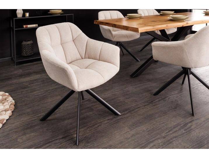 riess-ambiente Polsterstuhl PAPILLON champagner beige / schwarz (Einzelartikel, 1 St), Esszimmer · Stoff · Metall · Armlehne · 180° drehbar · Modern Design von Riess-Ambiente.de