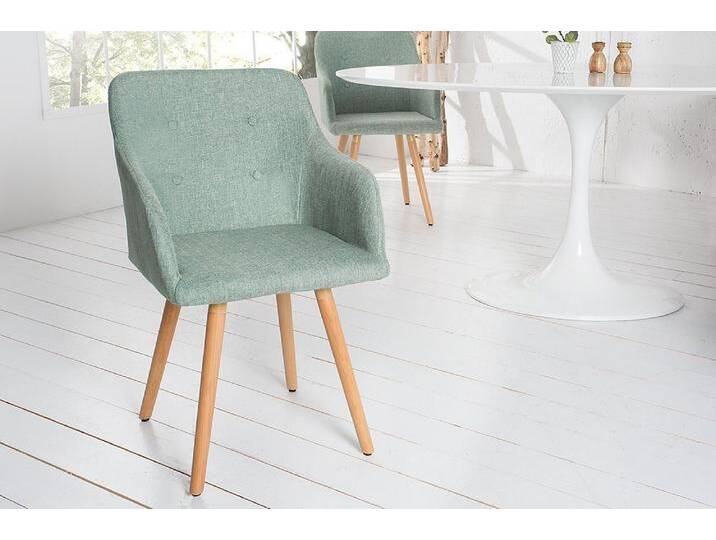 riess-ambiente Polsterstuhl SCANDINAVIA MEISTERSTÜCK grün / natur (Einzelartikel, 1 St), Esszimmer · Webstoff · Massivholz · mit Armlehne · Retro Design von Riess-Ambiente.de