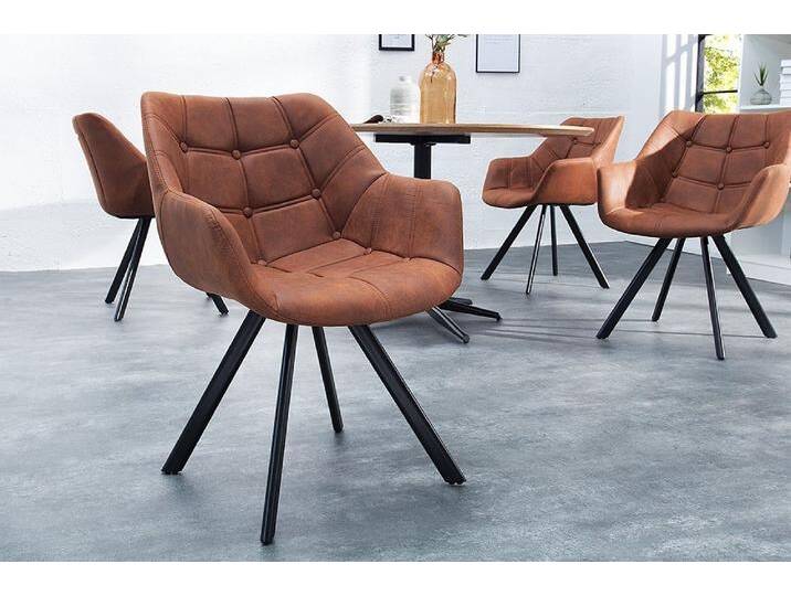 riess-ambiente Polsterstuhl THE DUTCH COURTURIER antik braun / schwarz (Einzelartikel, 1 St), Esszimmer · Microfaser · Metall · mit Armlehne · Retro Design von Riess-Ambiente.de