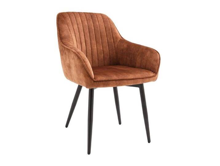 riess-ambiente Polsterstuhl TURIN rost braun / schwarz - Samt, Metall, Ziersteppung, Armlehne (Einzelartikel, 1 St), Esszimmer · gepolstert · Esszimmerstuhl · Retro Design · Metallbeine von Riess-Ambiente.de