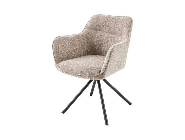 riess-ambiente Polsterstuhl VERONA champagner beige / schwarz (Einzelartikel, 1 St), Esszimmer · Stoff · Metall · mit Armlehne · 180° drehbar · Design von Riess-Ambiente.de