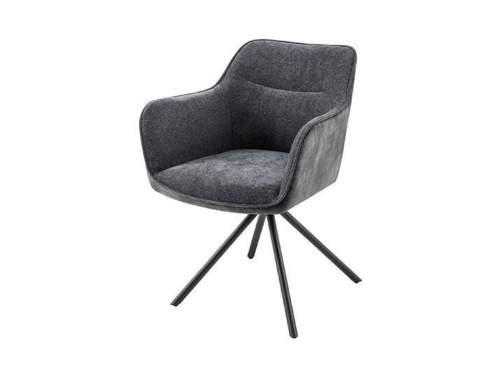 riess-ambiente Polsterstuhl VERONA dunkelgrau / schwarz (Einzelartikel, 1 St), Esszimmer · Samt · Metall · mit Armlehne · 180° drehbar · Design, grau von Riess-Ambiente.de