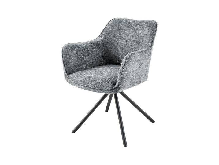 riess-ambiente Polsterstuhl VERONA grau / schwarz (Einzelartikel, 1 St), Esszimmer · Stoff · Metall · mit Armlehne · 180° drehbar · Design, grau von Riess-Ambiente.de