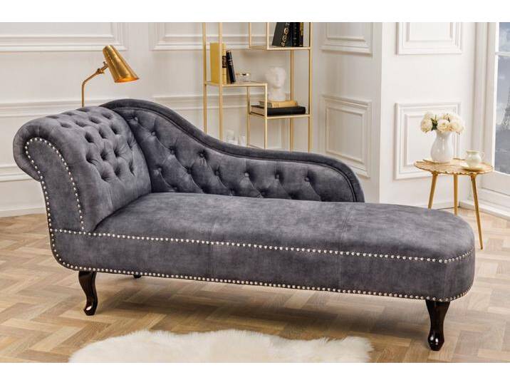 riess-ambiente Recamiere CHESTERFIELD 170cm grau / dunkelbraun, Einzelartikel 1 Teile, Wohnzimmer · Strukturstoff · Chesterfield, grau von Riess-Ambiente.de