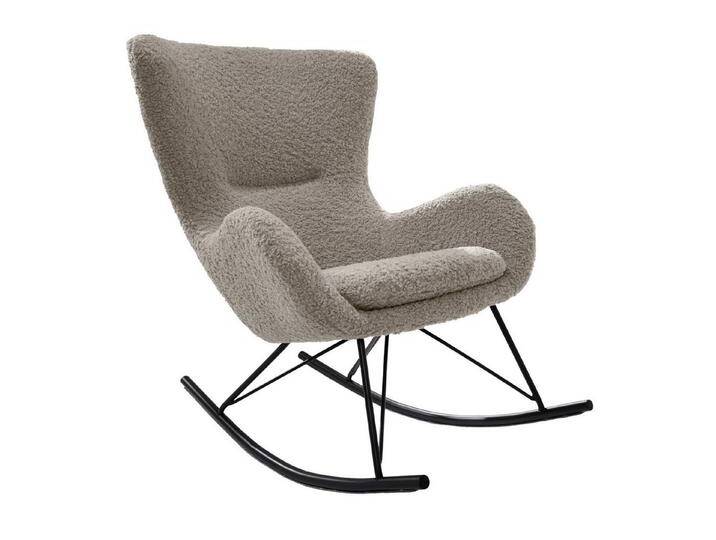 riess-ambiente Schaukelstuhl SCANDINAVIA SWING champagner greige / schwarz (Einzelartikel, 1 St), Wohnzimmer · Bouclé · Metall · mit Armlehne · wippbar · Modern Design von Riess-Ambiente.de