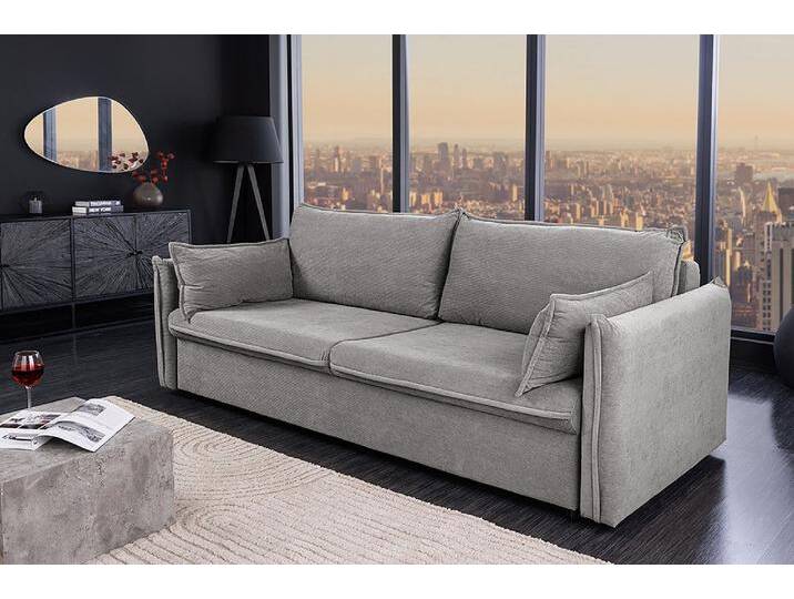 riess-ambiente Schlafsofa APARTMENT 215cm grau · 3-Sitzer-Couch mit Cord-Bezug inkl. Kissen, Einzelartikel 1 Teile riess-ambiente Schlafsofa APARTMENT 215cm grau · 3-Sitzer-Couch mit Cord-Bezug inkl. Kissen, Einzelartikel 1 Teile von Riess-Ambiente.de