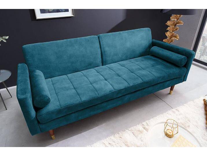 riess-ambiente Schlafsofa COUTURE 200cm petrol / braun-gold · 3-Sitzer mit Samt-Bezug, Einzelartikel 1 Teile von Riess-Ambiente.de