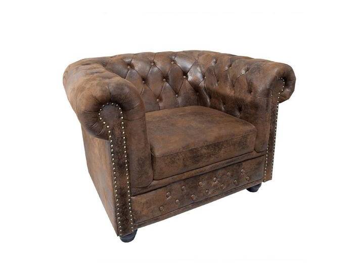 riess-ambiente Sessel CHESTERFIELD 110cm antik braun (Einzelartikel, 1-St), Wohnzimmer · Microfaser · mit Armlehne · Federkern von Riess-Ambiente.de