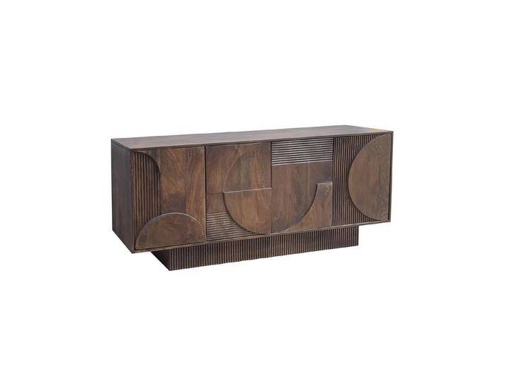 riess-ambiente Sideboard ART DECO 170cm braun / smoke · Kommode aus Mangoholz mit 3D-Front (Einzelartikel, 1 St), Massivholz · Push-to-Open · 6 Fächer · lackiert · Wohnzimmer · Design von Riess-Ambiente.de