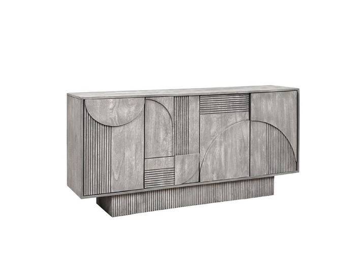 riess-ambiente Sideboard ART DECO 170cm grau smoked (Einzelartikel, 1 St), Massivholz · Kommode · 6 Fächer · 3D-Front · Wohnzimmer · Design, grau von Riess-Ambiente.de