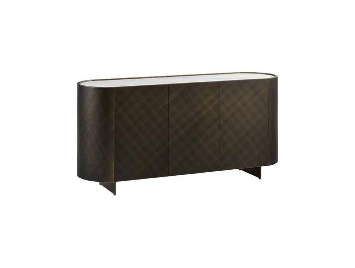 riess-ambiente Sideboard REFLECTION 150cm weiß / bronze · Kommode mit 3D Effekt & Marmor Design (Einzelartikel, 1 St), Keramik Platte · brushed Finish · Rautenmuster · abgerundete Ecken von Riess-Ambiente.de