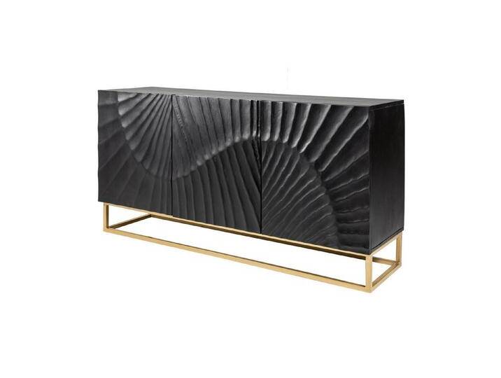 riess-ambiente Sideboard SCORPION 140cm schwarz / gold, Massivholz · Metall · Kommode · 3D Schnitzereien · Wohnzimmer von Riess-Ambiente.de