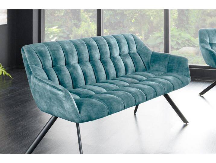 riess-ambiente Sitzbank PAPILLON 165cm petrol / schwarz (Einzelartikel, 1-St), Esszimmer · Stoff · Metall · mit Rückenlehne · Flur · Schlafzimmer von Riess-Ambiente.de