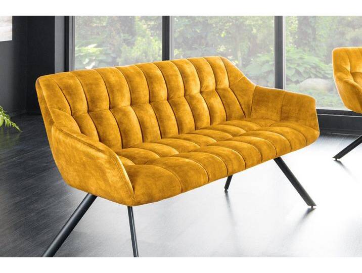 riess-ambiente Sitzbank PAPILLON 165cm senfgelb / schwarz (Einzelartikel, 1-St), Esszimmer · Samt · Metall · mit Rückenlehne · Flur · Schlafzimmer von Riess-Ambiente.de
