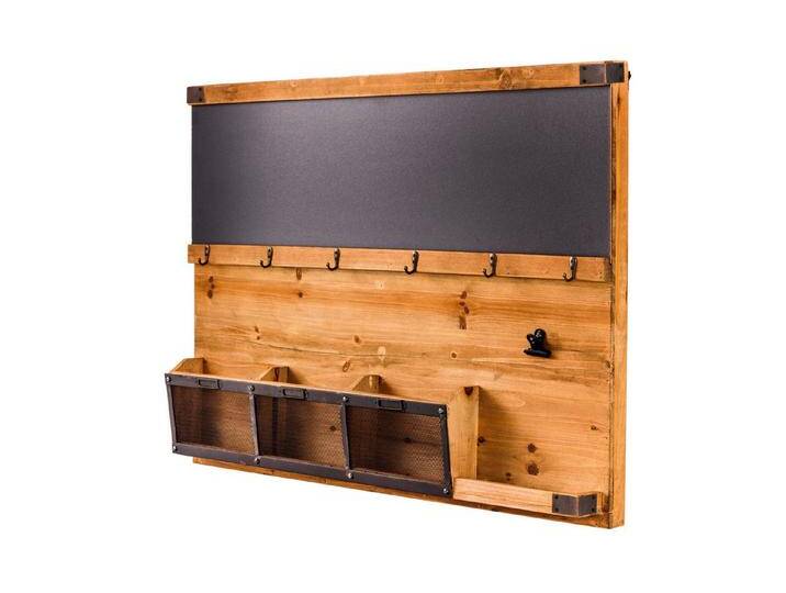 riess-ambiente Wandboard HERITAGE 80cm natur, 1-tlg., Flur · Holz · Schlüsselbrett · 6 Haken · Kreidetafel, braun schwarz von Riess-Ambiente.de