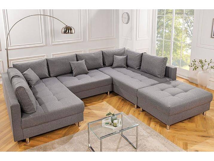 riess-ambiente Wohnlandschaft KENT 305cm grau, Set 4 Teile, Wohnzimmer · XXL · U-Form · mit Federkern · Stoffbezug · Modern Design, grau von Riess-Ambiente.de