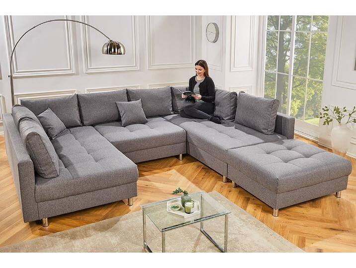 riess-ambiente Wohnlandschaft KENT 305cm grau, Set 4 Teile, Wohnzimmer · XXL · U-Form · mit Federkern · Stoffbezug · Modern Design, grau riess-ambiente Wohnlandschaft KENT 305cm grau, Set 4 Teile, Wohnzimmer · XXL · U-Form · mit Federkern · Stoffbezug · Modern Design, grau von Riess-Ambiente.de