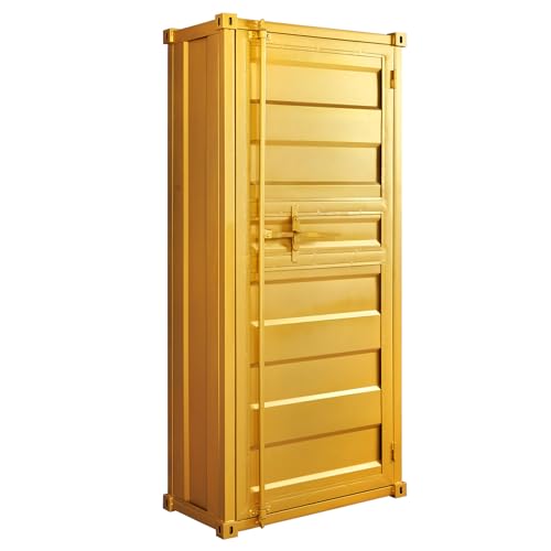 Design Aktenschrank Globetrotter - 180cm - Gold - Eisen Container Look Upcycling Highboard Loft Stil Industrial von Riess Ambiente