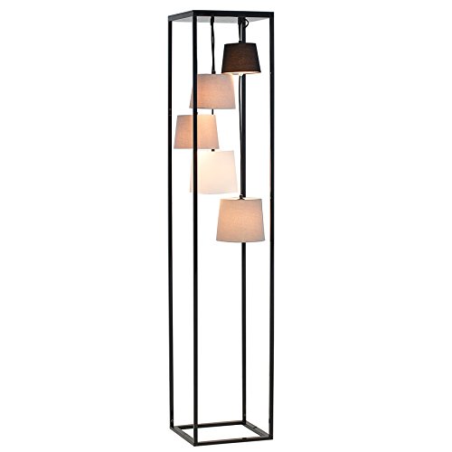 Design Stehlampe LEVELS schwarz beige 5 Schirme Stehleuchte Wohnzimmerleuchte Hängeleuchte von Riess Ambiente