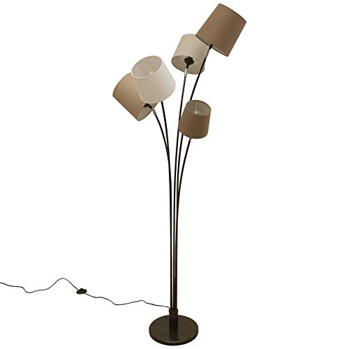 Design Stehleuchte LEVELS weiß beige braun mit 5 Leinen Schirmen Stehlampe Wohnzimmerleuchte Leselampe von Riess Ambiente