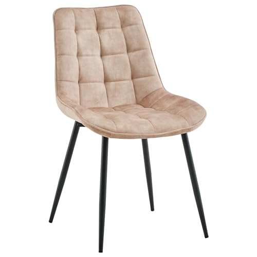 Design Stuhl ROADSTAR - Champagner Greige schwarz - Samt Metallbeine Esszimmerstuhl von Riess Ambiente
