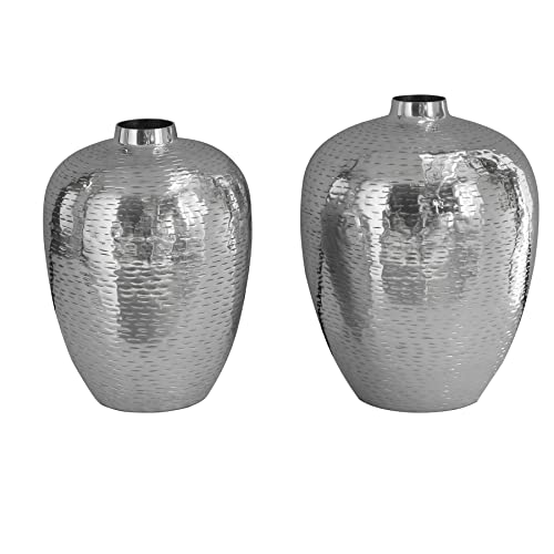 Riess Ambiente Elegantes Vasen 2er Set Oriental 31cm Silber Hammerschlag Design Dekovasen Wohnaccessoire Dekoration von Riess Ambiente