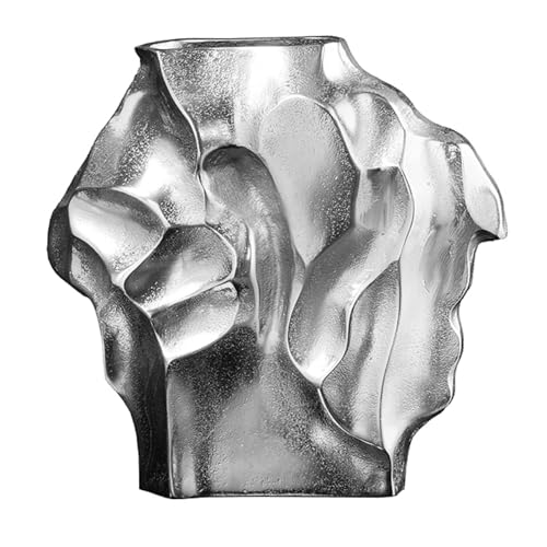 Handmade Vase Liquid - 30cm - Silber - Metall Hammerschlag Design Dekoration von Riess Ambiente