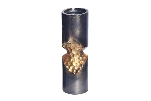 Moderne Vase Precious 40cm schwarz Gold Metall Hammerschlag Design von Riess Ambiente