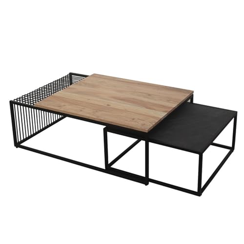 Riess Ambiente 2er Set Couchtische Architecture - 90cm - Natur Akazienholz schwarz Steinfurnier Metall Beistelltisch Ablage Riess Ambiente 2er Set Couchtische Architecture - 90cm - Natur Akazienholz schwarz Steinfurnier Metall Beistelltisch Ablage von Riess Ambiente