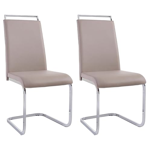 Riess Ambiente 2er Set Freischwinger Orlando - Taupe grau - Kunstleder verchromtes Metall - mit Komfortgriff Bauhaus Design zeitlos von Riess Ambiente