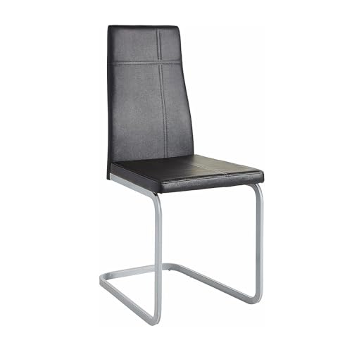 Riess Ambiente 2er Set Freischwinger Orlando - anthrazit schwarz Silber - Kunstleder Metallgestell - zeitlos Bauhaus Design Esszimmerstuhl von Riess Ambiente
