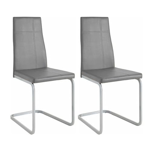 Riess Ambiente 2er Set Freischwinger Orlando - grau - Kunstleder Metallgestell - zeitlos Bauhaus Design Esszimmerstuhl von Riess Ambiente