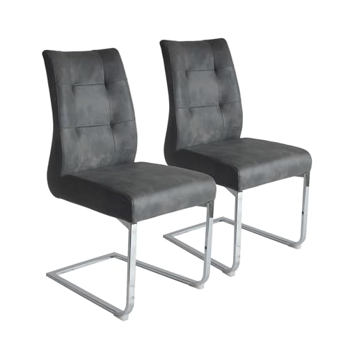 Riess Ambiente 2er Set Freischwinger Stuhl Comfort - dunkelgrau - Microfaser Stahlgestell - Bauhaus Esszimmerstuhl Riess Ambiente 2er Set Freischwinger Stuhl Comfort - dunkelgrau - Microfaser Stahlgestell - Bauhaus Esszimmerstuhl von Riess Ambiente