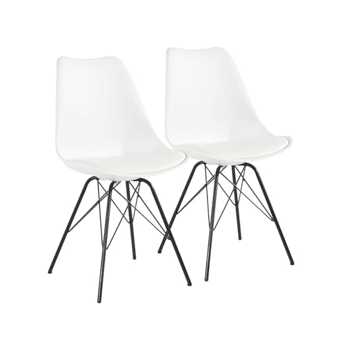 Riess Ambiente 2er Set Retro Stuhl Scandinavia MEISTERSTÜCK - weiß schwarz - Kunstleder Stahl - Esszimmerstuhl minimalistisch pflegeleicht von Riess Ambiente