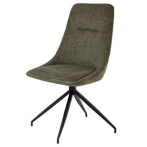 Riess Ambiente 2er Set Stuhl DIVANI - olivgrün - drehbar Strukturstoff Metallgestell modern Esszimmerstuhl Wohnzimmer von Riess Ambiente