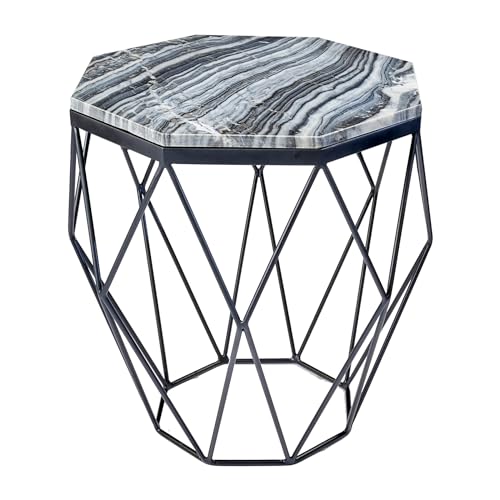 Riess Ambiente Abstrakter Beistelltisch Diamond - 50cm - grau - Marmor schwarz Metall Couchtisch Nachttisch Ablage Ablagetisch WohnzimmertischHandmade von Riess Ambiente